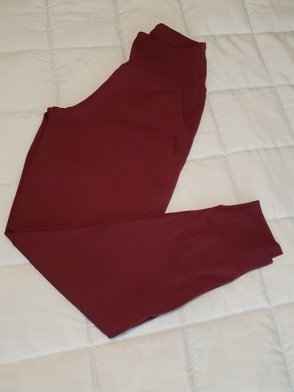 High-Rise Wine Leggings with Stretch Waistband